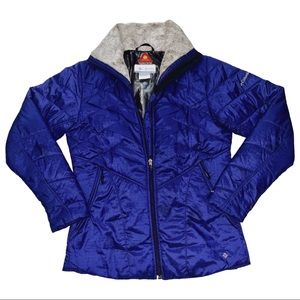 Columbia Dark Blue Puffer Jacket with Gray Fur Trim